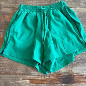 lululemon athletica swift speed Teal Green Drawstring Athletic Shorts sz 2